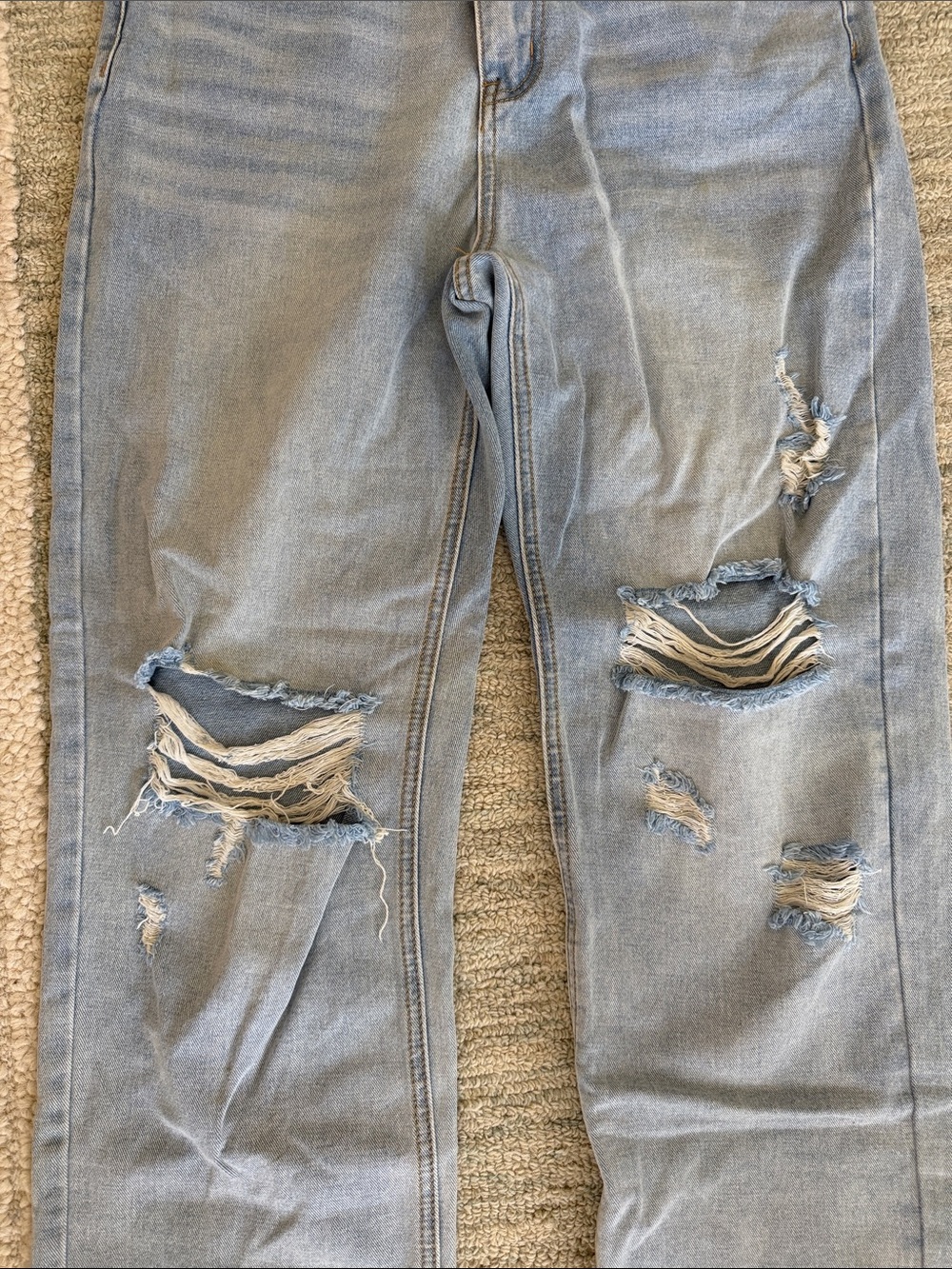 Light Blue Distressed Denim Jeans - Picture 3 of 8